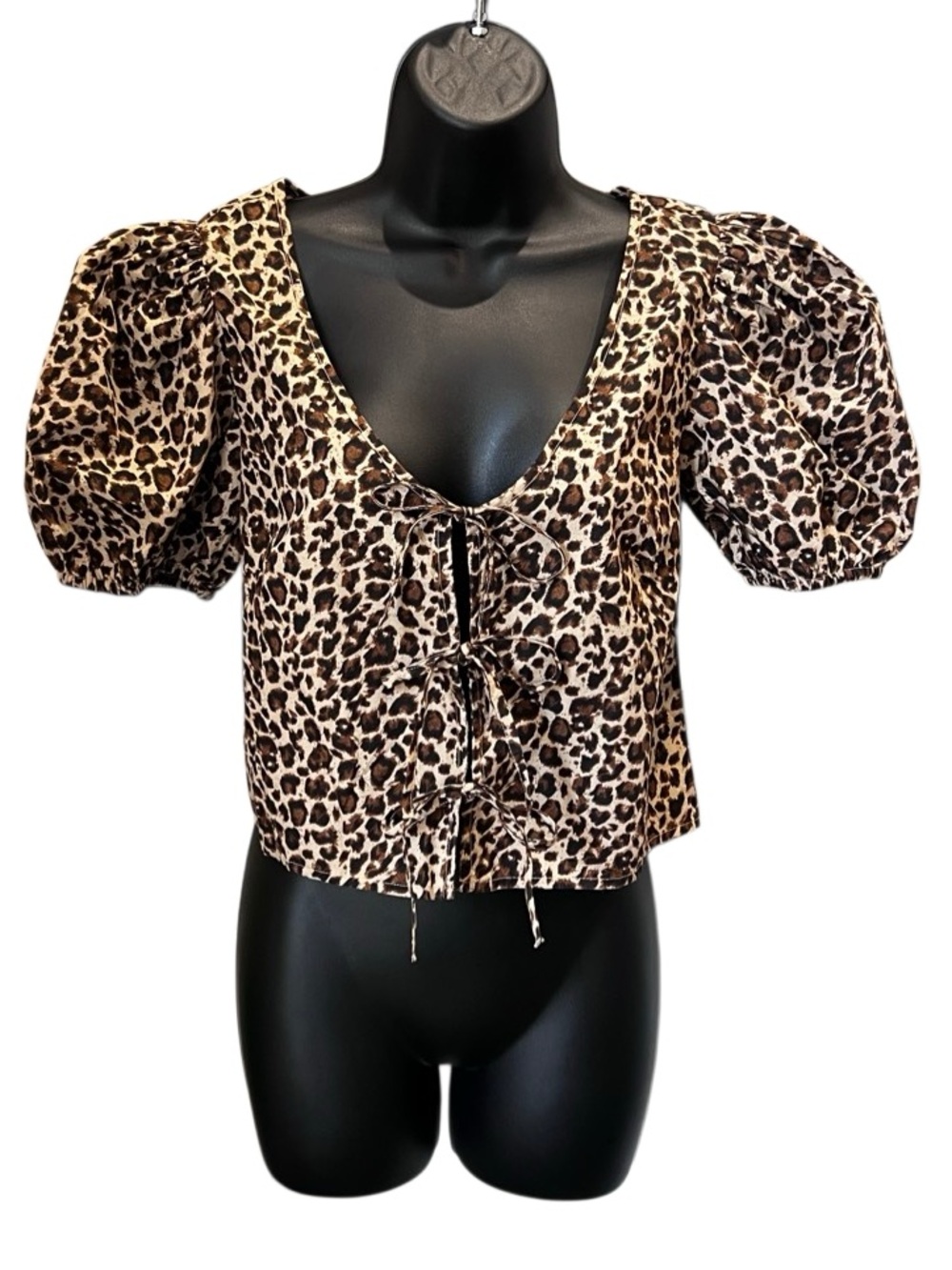 Abound Leopard Print Puff Sleeve Top Size XS